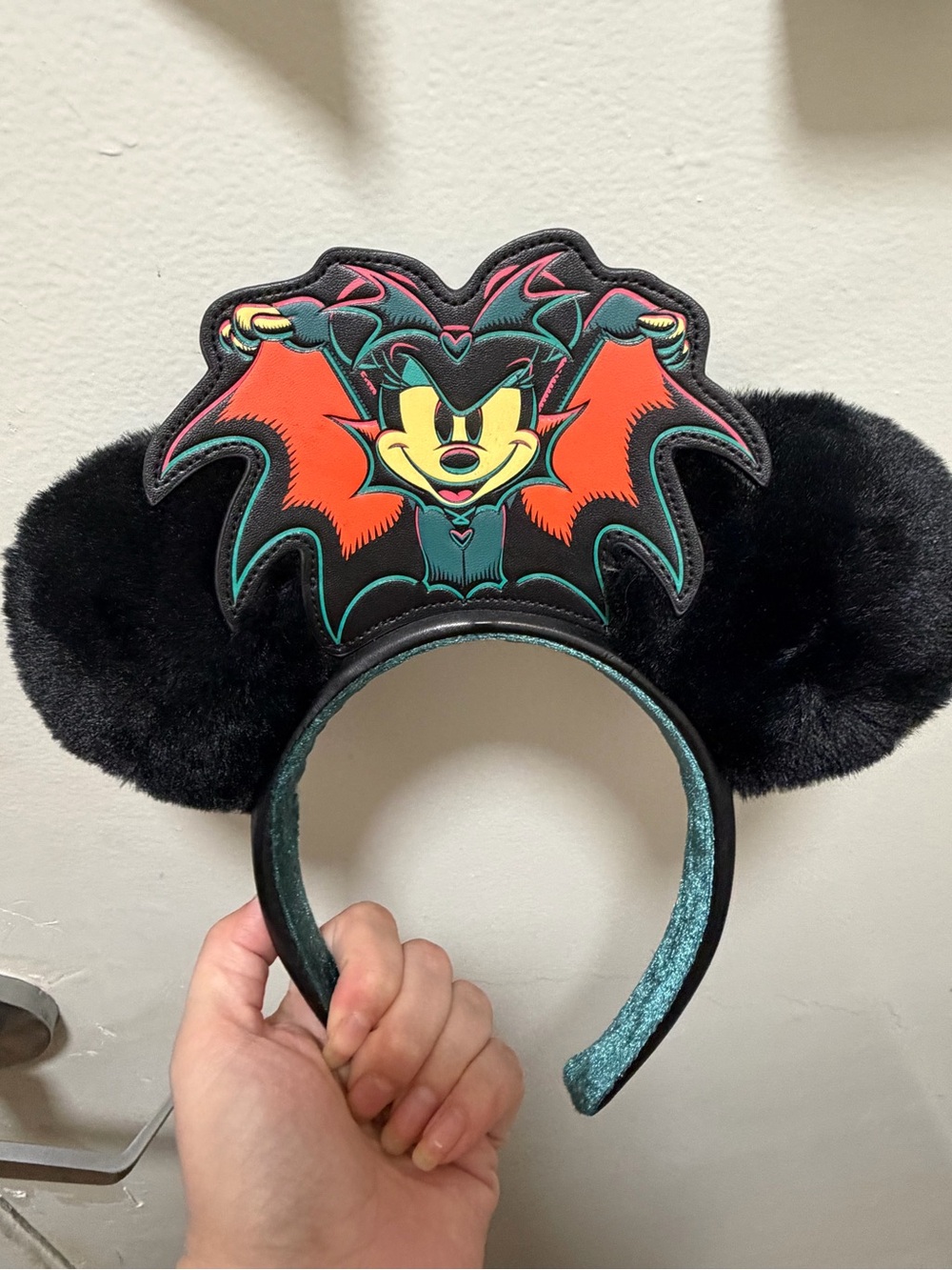 Mickey Halloween Vampire Bat Headband - Black with Orange & Teal